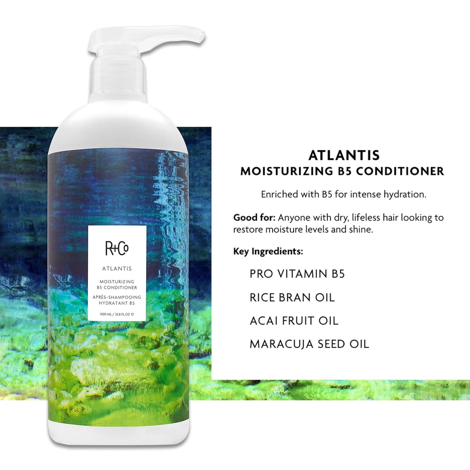 R+Co Cassette Curl Defining Shampoo and Conditioner Liter Set – Lightweight Curl Definition & Frizz Control for Natural, Bouncy Curls – Adds Shine & Moisture – Sulfate-Free & Vegan – 33.8oz(Pack of 2)(Atlantis – Dry Damaged Hair)