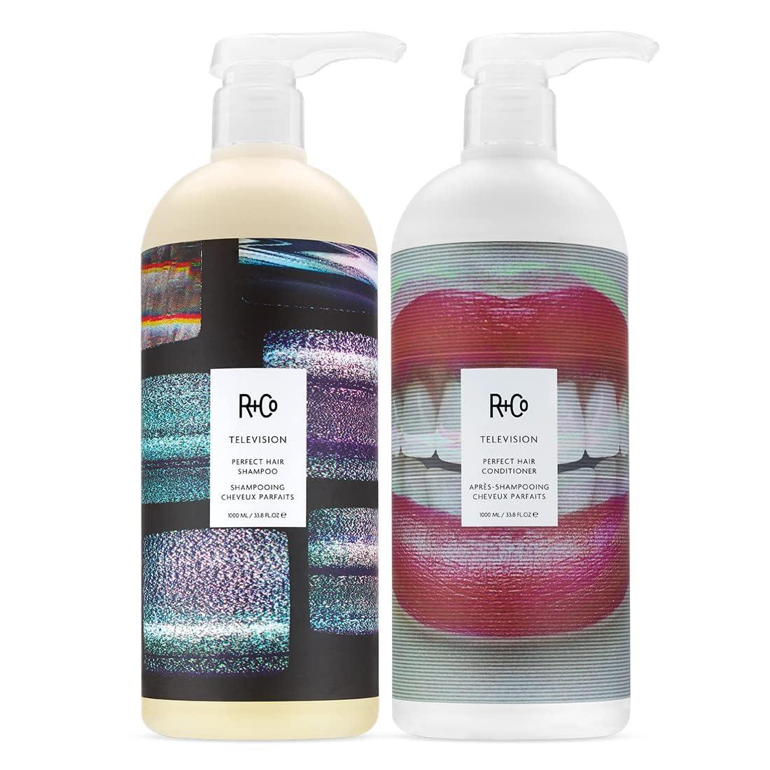 R+Co Cassette Curl Defining Shampoo and Conditioner Liter Set – Lightweight Curl Definition & Frizz Control for Natural, Bouncy Curls – Adds Shine & Moisture – Sulfate-Free & Vegan – 33.8oz(Pack of 2)(Television – All Hair)