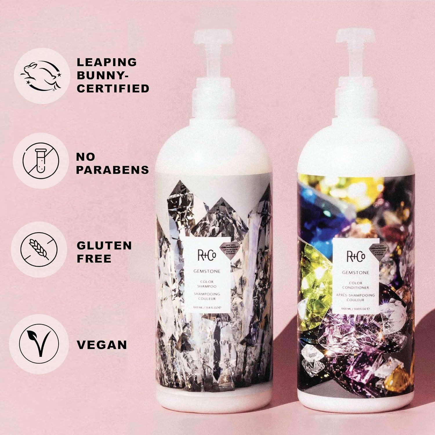 R+Co Cassette Curl Defining Shampoo and Conditioner Liter Set – Lightweight Curl Definition & Frizz Control for Natural, Bouncy Curls – Adds Shine & Moisture – Sulfate-Free & Vegan – 33.8oz(Pack of 2)(Gemstone – Color Treated Hair)