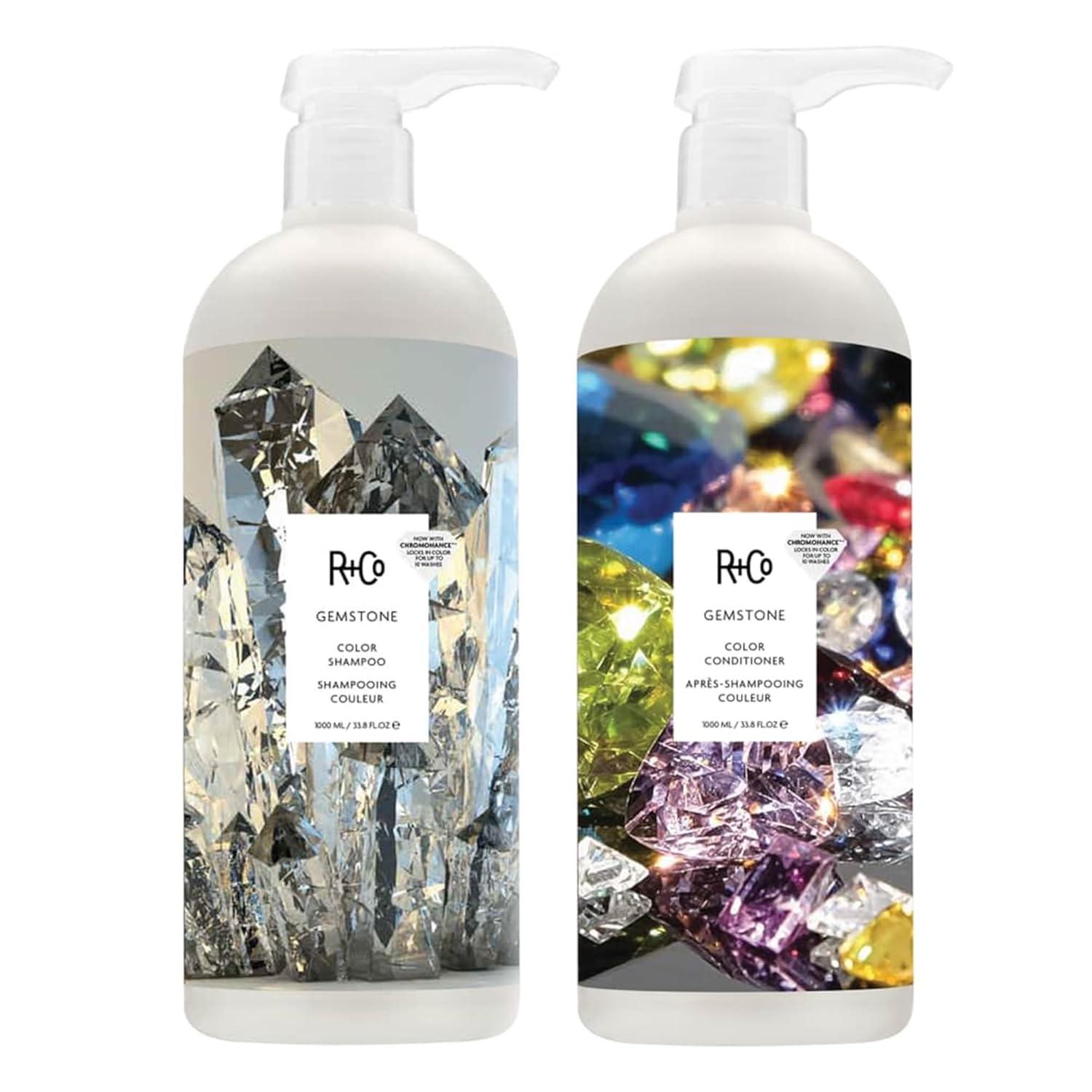 R+Co Cassette Curl Defining Shampoo and Conditioner Liter Set – Lightweight Curl Definition & Frizz Control for Natural, Bouncy Curls – Adds Shine & Moisture – Sulfate-Free & Vegan – 33.8oz(Pack of 2)(Gemstone – Color Treated Hair)