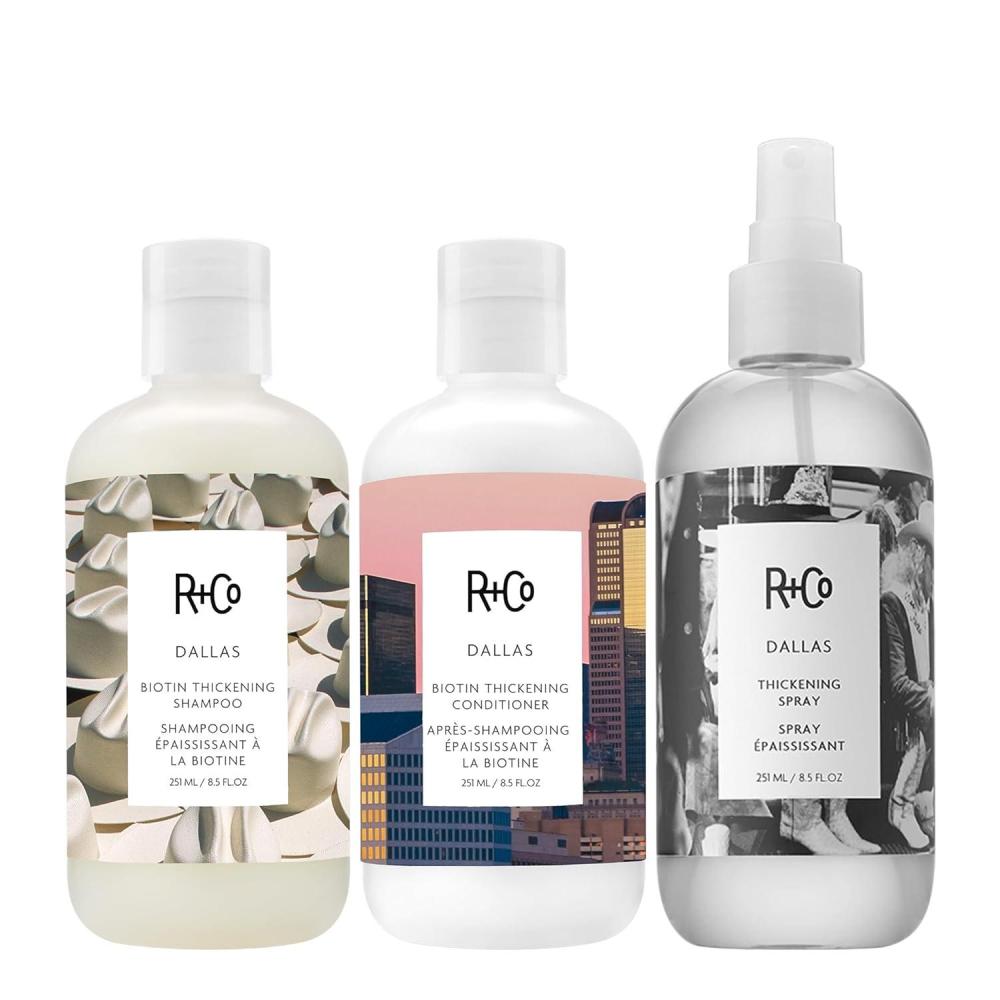 R+Co Dallas Biotin Thickening Shampoo | Thickens, Nourishes + Strengthens | Vegan + Cruelty-Free | 8.5 Oz(Volume  Hydration & Fullness Bundle)