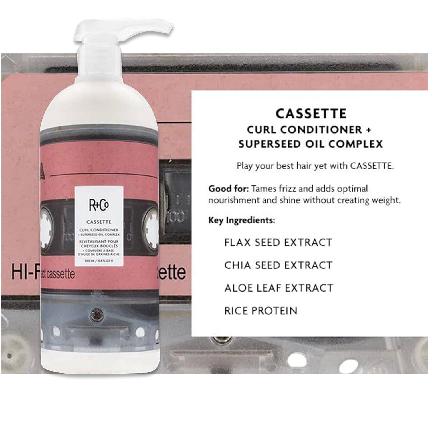 R+Co Cassette Curl Defining Shampoo and Conditioner Liter Set – Lightweight Curl Definition & Frizz Control for Natural, Bouncy Curls – Adds Shine & Moisture – Sulfate-Free & Vegan – 33.8oz(Pack of 2)(Cassette – Curly Hair)