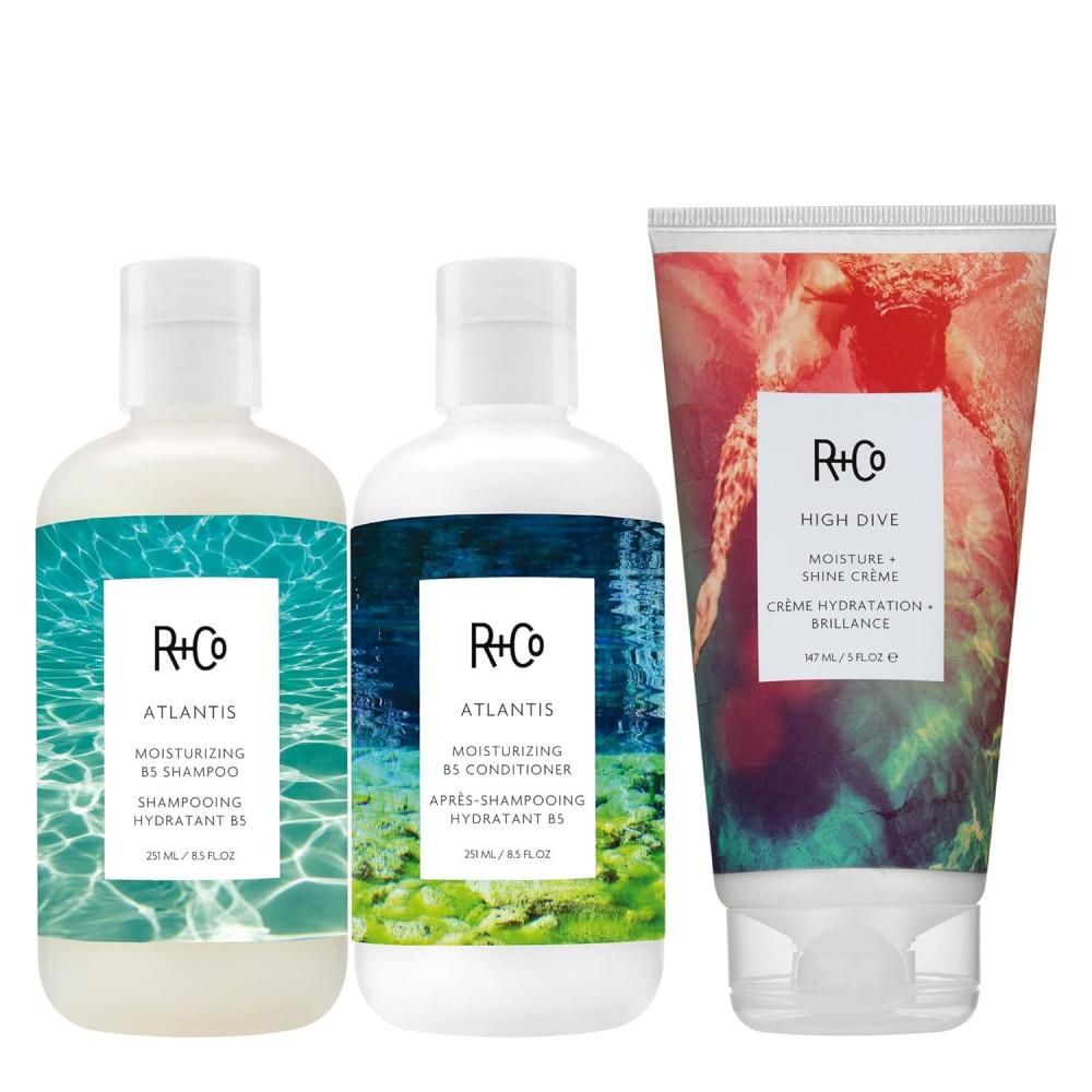 R+Co Atlantis Moisturizing B5 Shampoo | Shine + Tames Frizz + Intense Hydration | Vegan + Cruelty-Free |Vegan + Cruelty-Free| 8.5 Fl Oz(Deep Hydration  Smoothness & Shine Bundle)