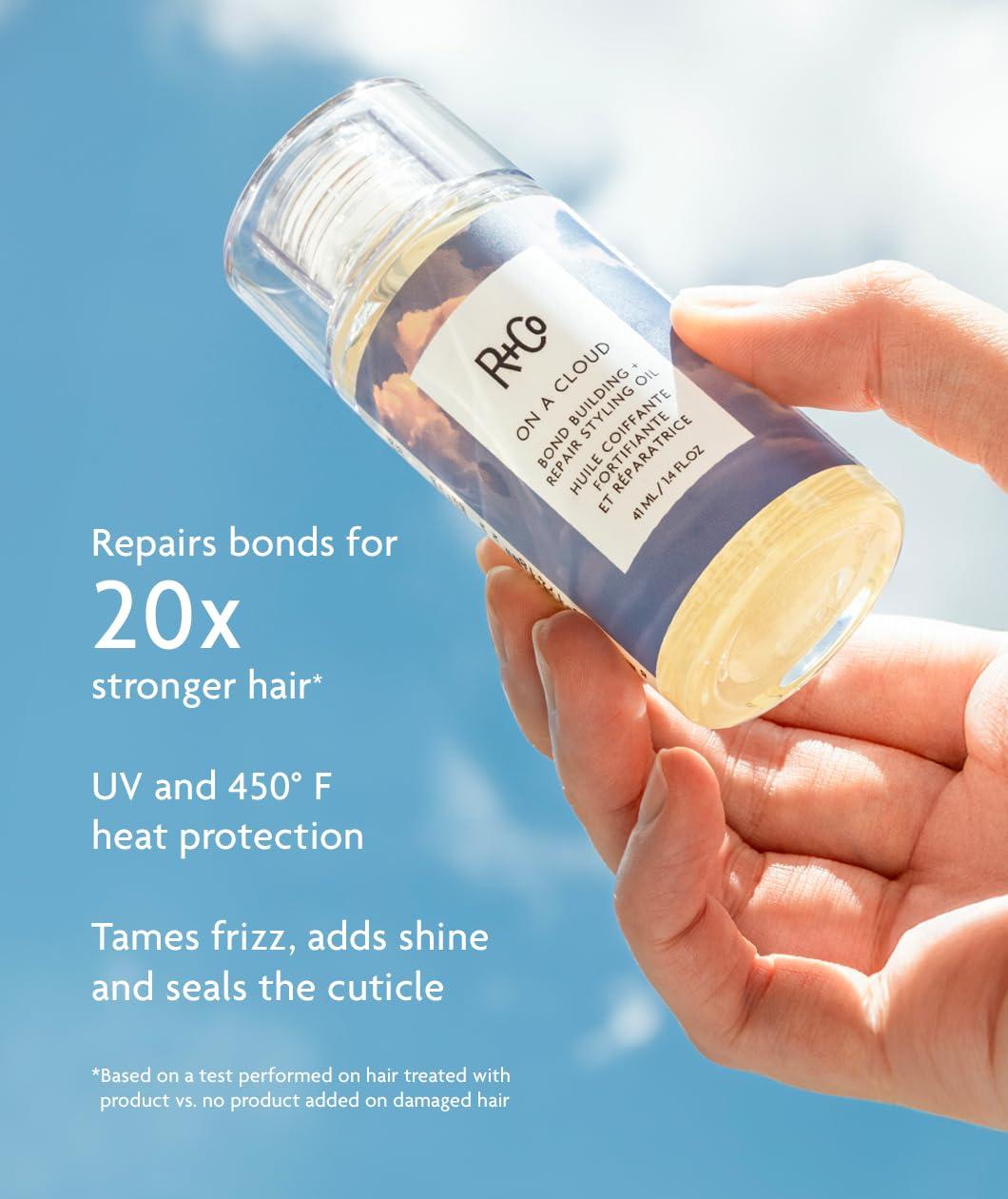 R+Co On a Cloud Bond Building Repair + Styling Oil – Lightweight Silicone-Free Hair Oil for Frizz Control, Shine, Heat & UV Protection – Strengthens & Repairs All Hair Types – 1.4 Fl Oz / 41 mL
