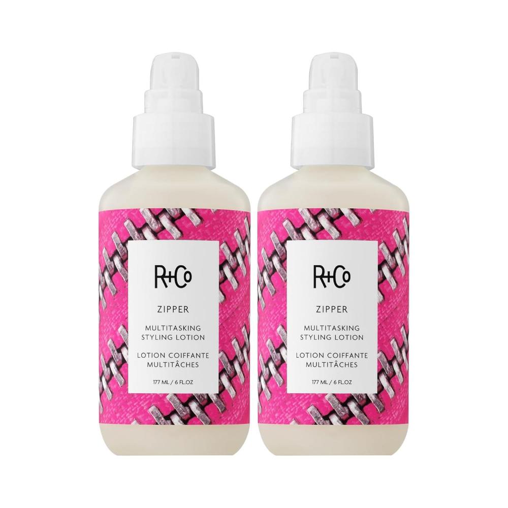 R+Co Zipper Multitasking Styling Lotion | Adds Shine + Flexible Hold + Fights Frizz | Vegan + Cruelty-Free | 6 Oz(6 Fl Oz (Pack of 2))