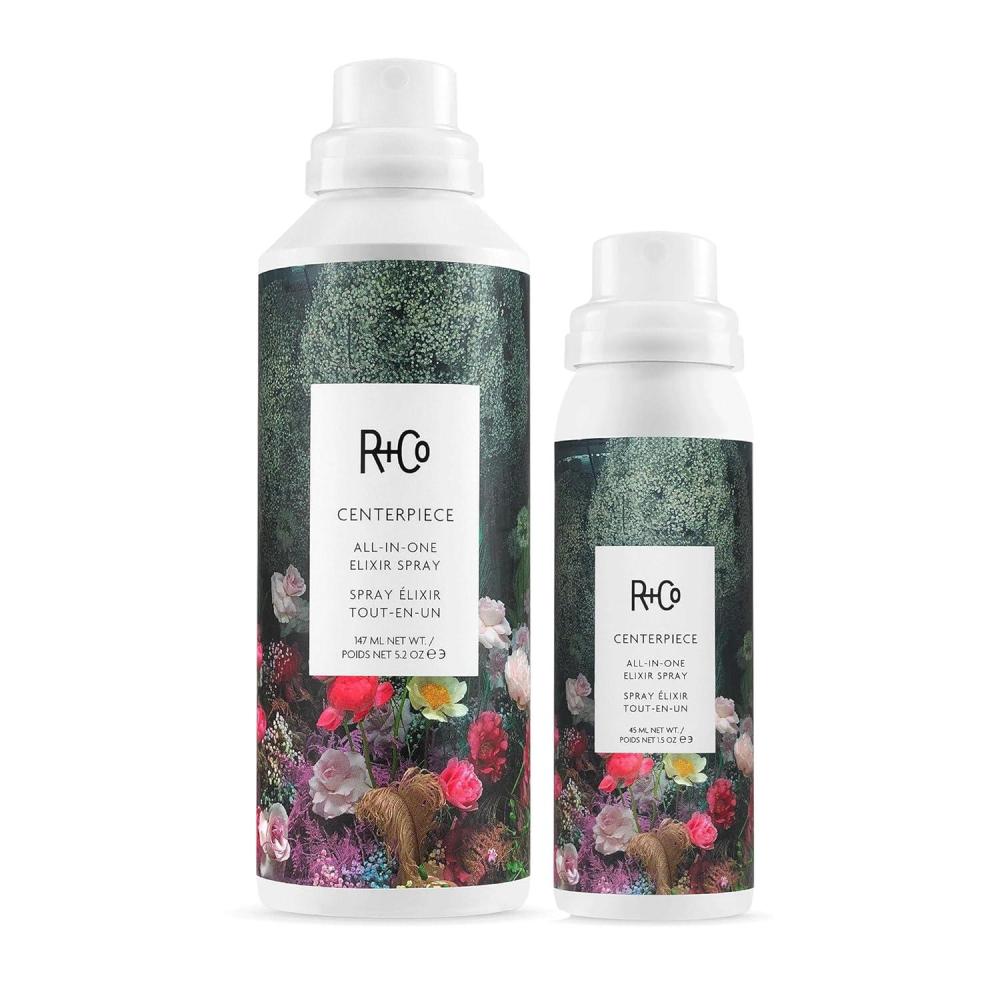 R+Co Centerpiece All-In-One Elixir Spray – Leave-In Treatment for Detangling, Frizz Control & Shine – Leaves Hair Soft, Smooth & Conditioned for All Hair Types – Vegan & Paraben-Free – 5.2 oz(Full + Travel)