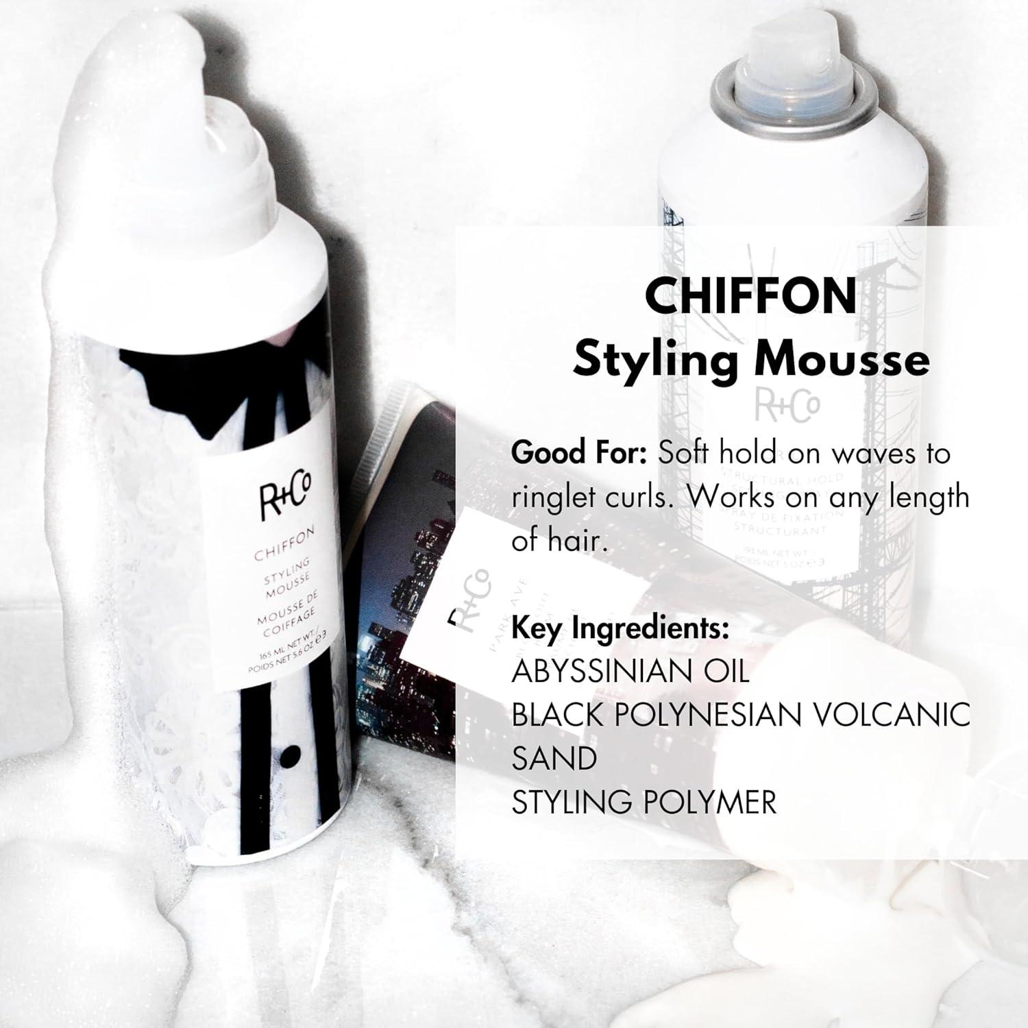 R+Co CHIFFON Styling Mousse – Lightweight Hair Foam, Adds Volume & Texture, All Hair Types(5.6 Fl Oz (Pack of 1))