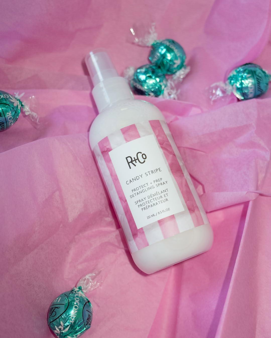 R+Co Candy Stripe Protect + Prep Detangling Spray | Instantly Detangles, Nourishes Hair, Prevents Breakage | Vegan + Cruelty-Free | 8.5 Fl Oz(8.5 Fl Oz (Pack of 1))