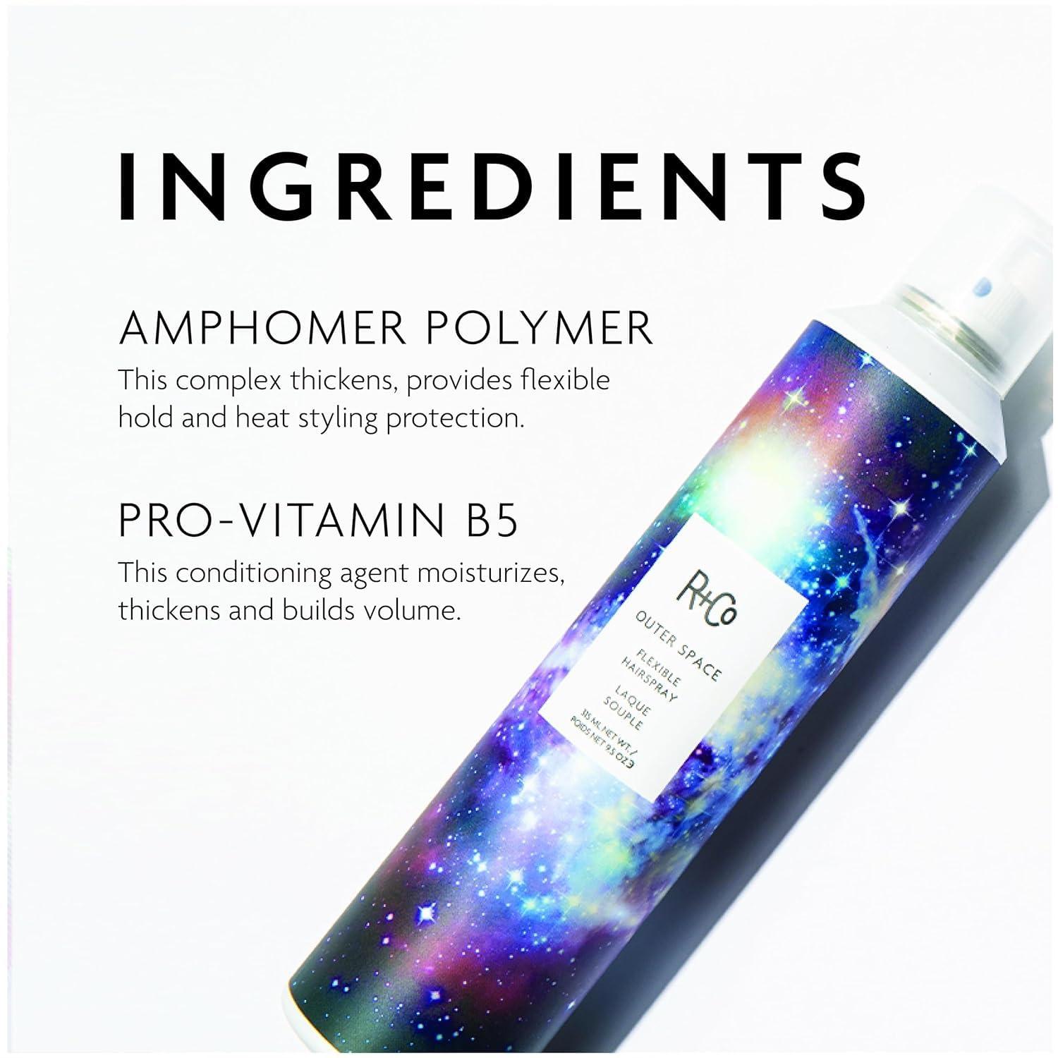 R+Co OUTER SPACE Flexible Hairspray – Light Hold & Long-Lasting Hair Spray, Adds Shine & Flexibility, All Hair Types(9.5 Ounce (Pack of 1))