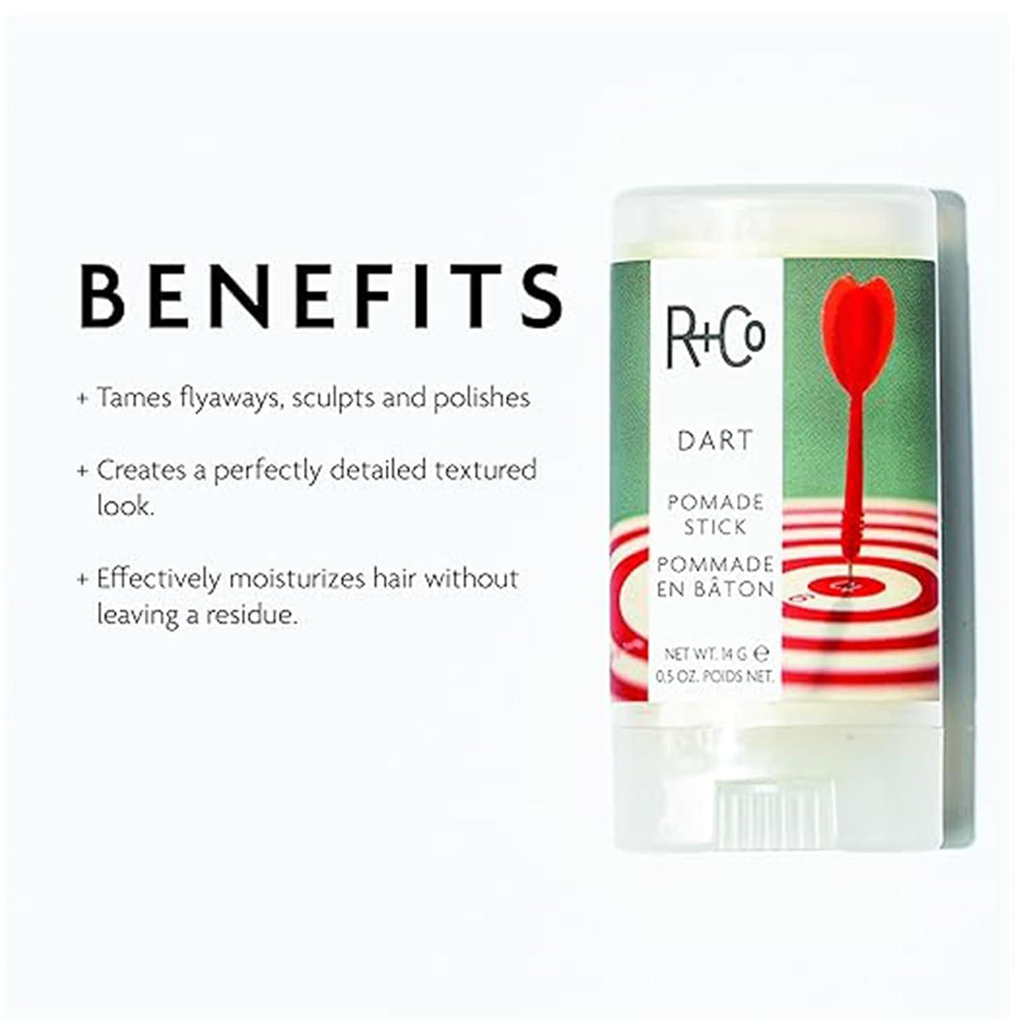 R+Co Dart Hair Wax Stick | Tame Flyaways, Sculpt & Polish | Long-Lasting Texture | Vegan + No Parabens | 0.5 Ounce (Pack of 1)(0.5 Ounce (Pack of 2))