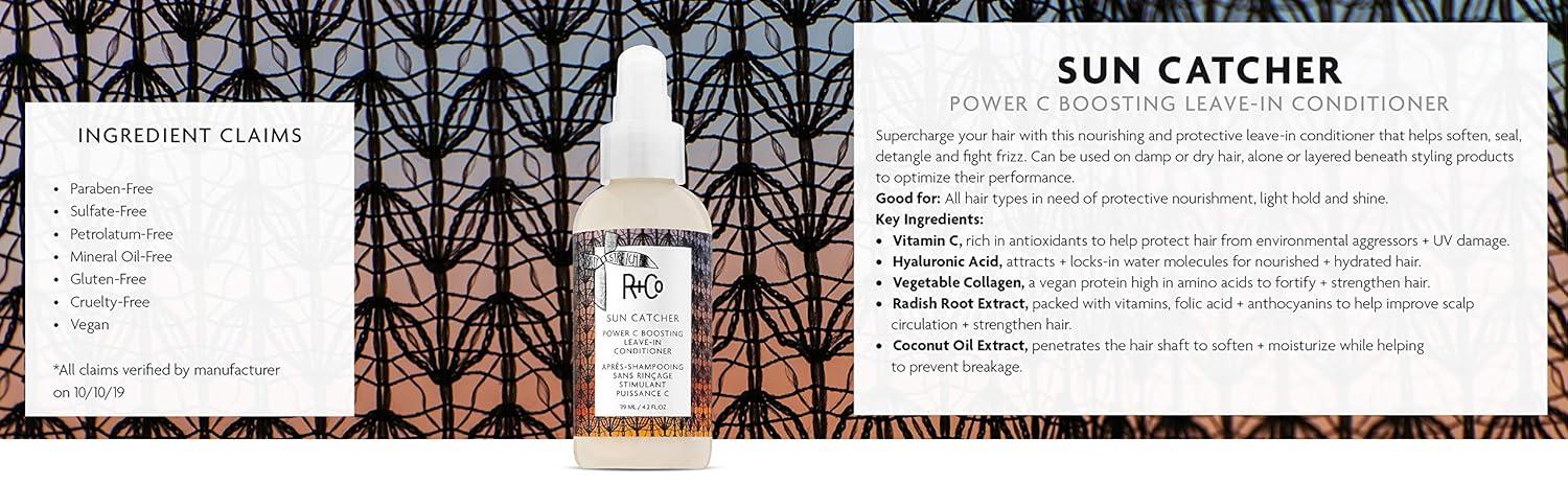 R+Co SUN CATCHER Vitamin C Leave-In Conditioner – Hydrating & Detangling Hair Treatment, Adds Shine & Protects Hair, All Hair Types(4.2 Ounce (Pack of 1))