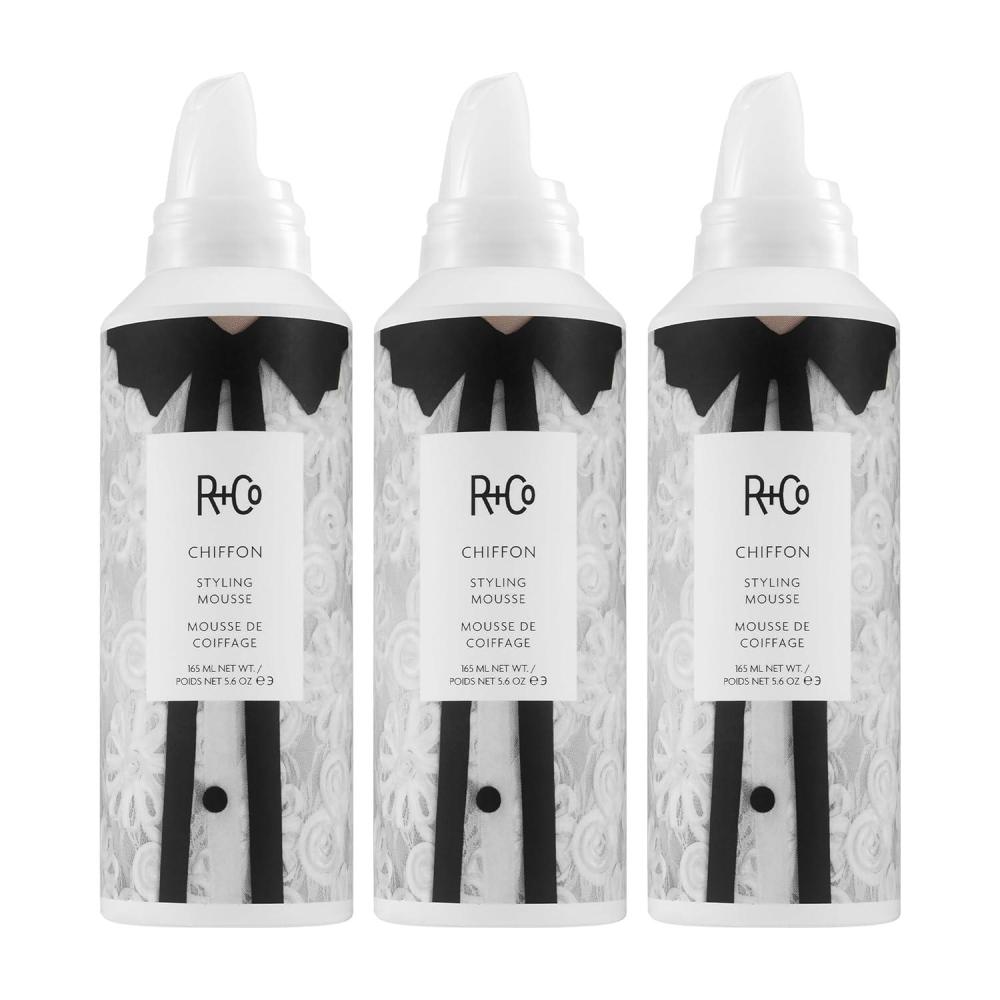 R+Co CHIFFON Styling Mousse – Lightweight Hair Foam, Adds Volume & Texture, All Hair Types(5.6 Ounce (Pack of 3))