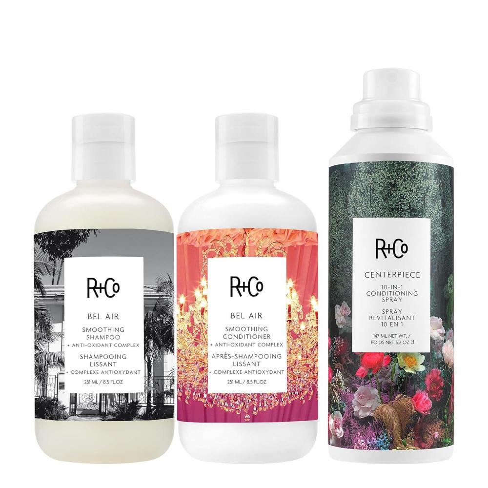 R+Co Bel Air Smoothing Shampoo & Anti-Oxidant Complex | UV Protection + Shine + Frizz Protection | Vegan + Cruelty-Free | 8.5 Oz(Smoothness  Frizz Control & Shine Bundle)