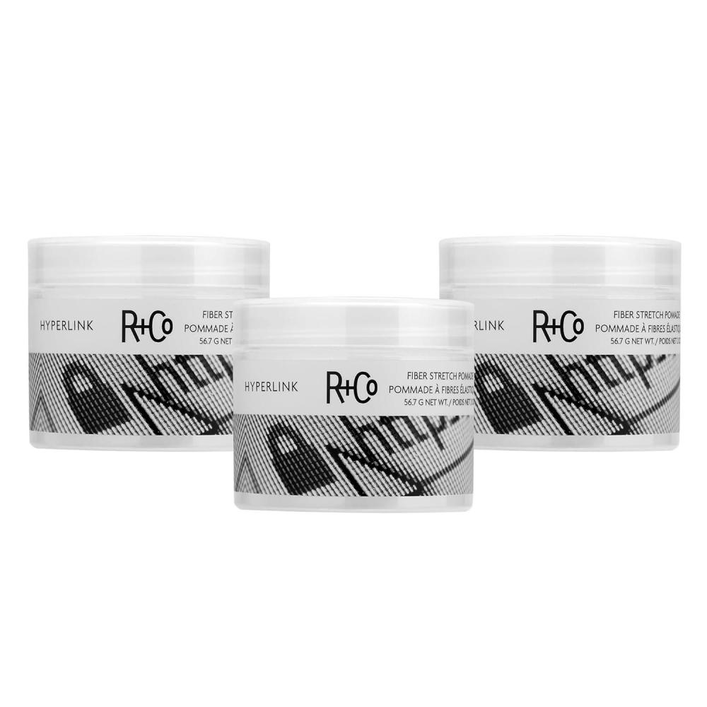 R+Co HYPERLINK Fiber Stretch Pomade – Hair Styling Pomade for Hold & Flexibility, Adds Texture & Definition, All Hair Types(2 Ounce (Pack of 3))