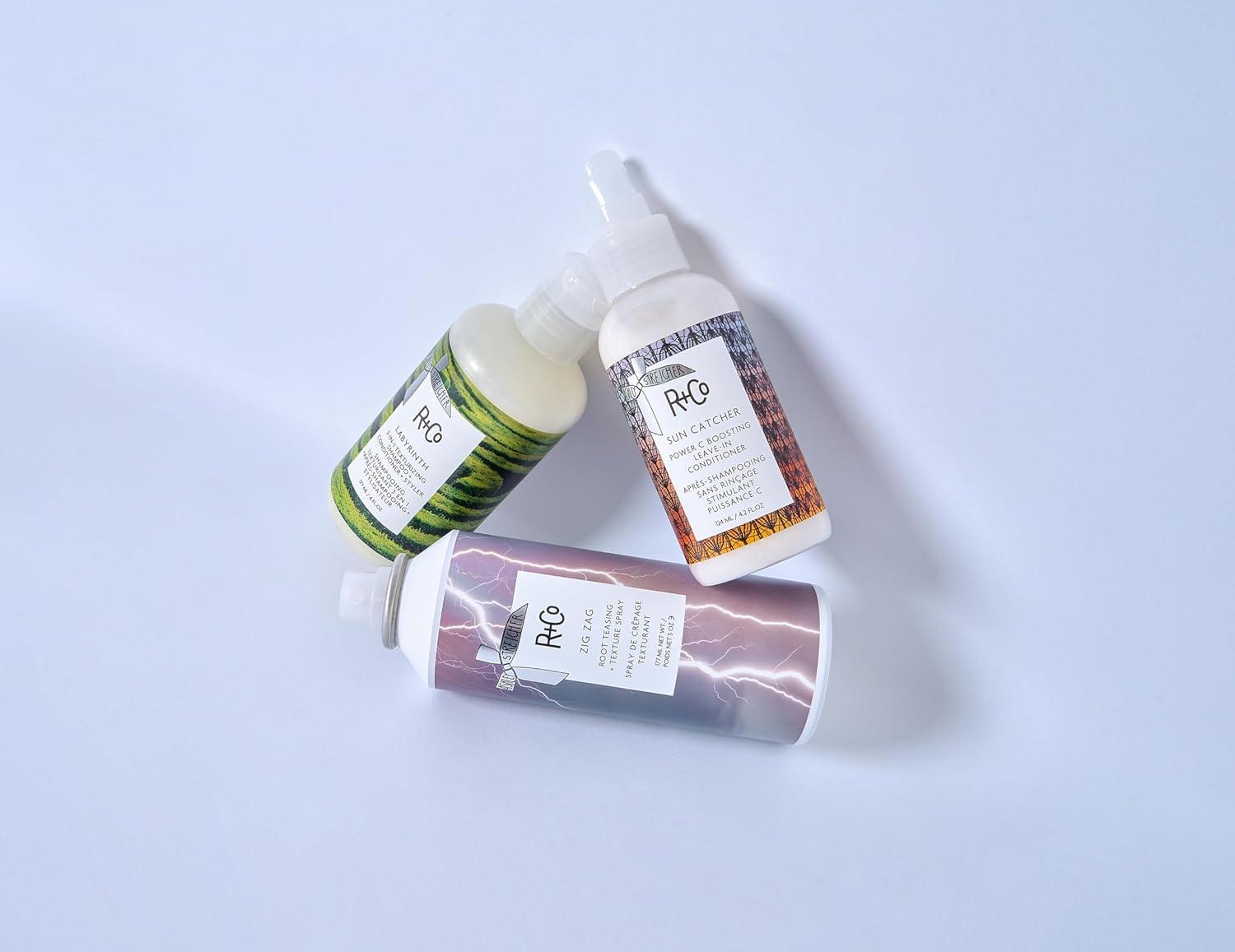 R+Co Haircare Gift Set – Texturizing Shampoo + Conditioner + Styler, Leave-In Conditioner for Frizz Control, Root Lift Texture Spray, Hair Wrap Towel – Vegan, Sulfate-Free, Cruelty-Free Hair Set
