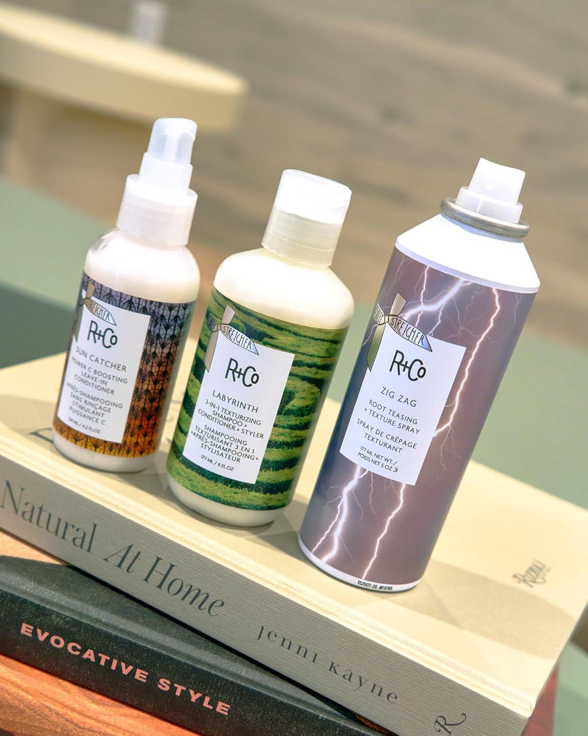 R+Co Haircare Gift Set – Texturizing Shampoo + Conditioner + Styler, Leave-In Conditioner for Frizz Control, Root Lift Texture Spray, Hair Wrap Towel – Vegan, Sulfate-Free, Cruelty-Free Hair Set