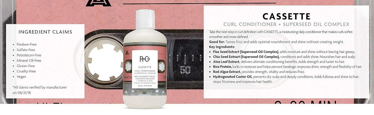 R+Co Cassette Curl Defining Conditioner + Superseed Oil Complex 251 ml / 8.5 oz(8.5 Fl Oz (Pack of 1))
