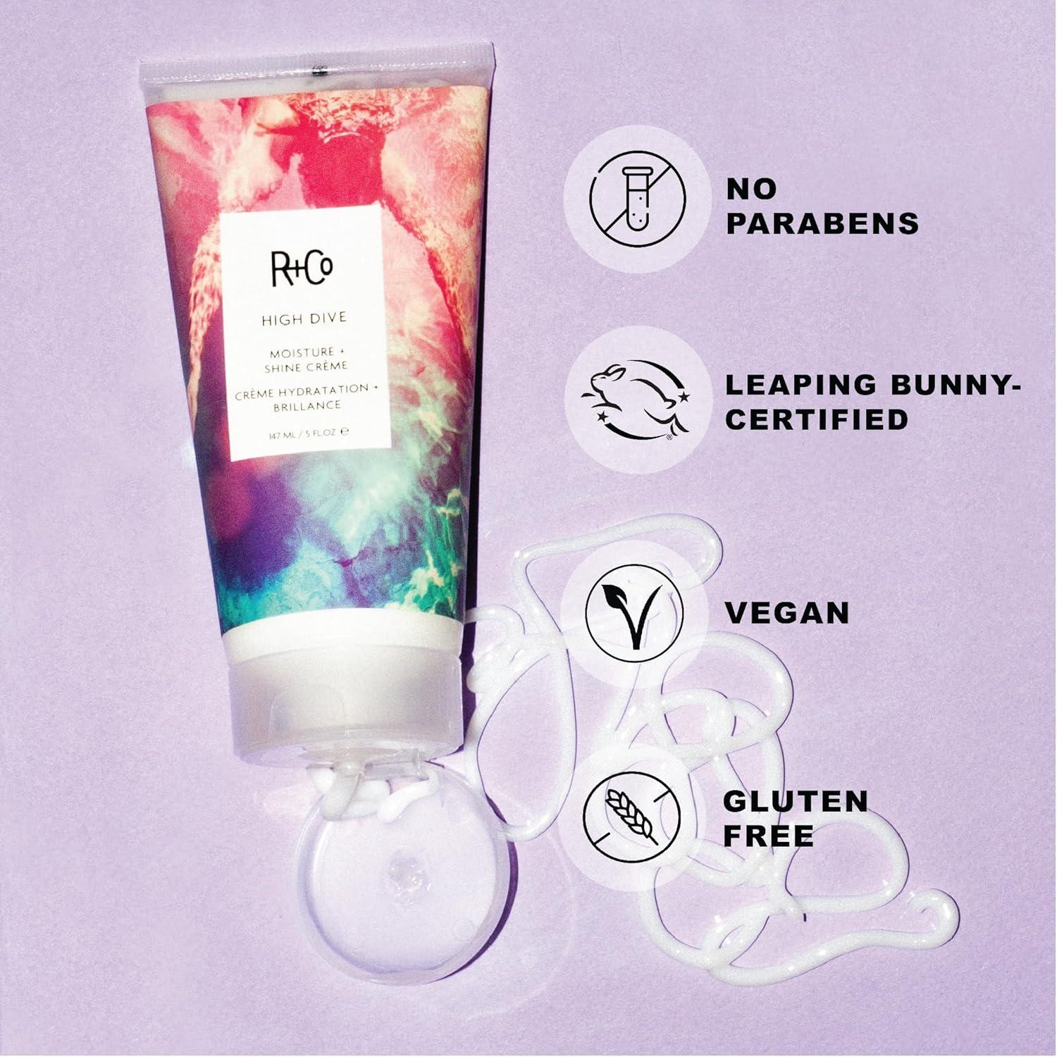 R+Co HIGH DIVE Moisture + Shine Crème – Hydrating & Glossy Hair Cream, Adds Softness & Manageability, All Hair Types(5 Fl Oz + 1.7 Fl Oz ( Pack of 2))