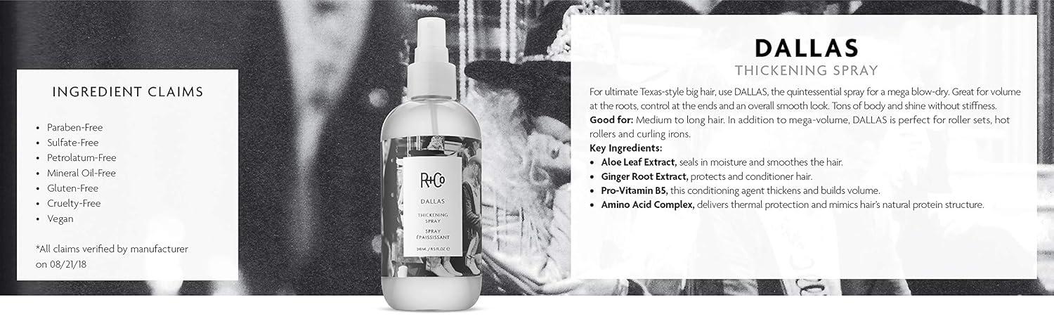 R+Co DALLAS Thickening Spray – Volumizing & Texturizing Hair Spray, Adds Body & Fullness, All Hair Types(8.0 Fl Oz (Pack of 1))