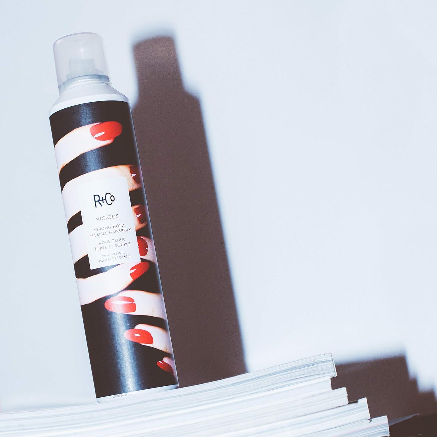 R+Co VICIOUS Strong Hold Flexible Hairspray – Long-Lasting Hold & Flexibility, Controls Frizz & Adds Shine, All Hair Types(9.5 Fl Oz (Pack of 1))
