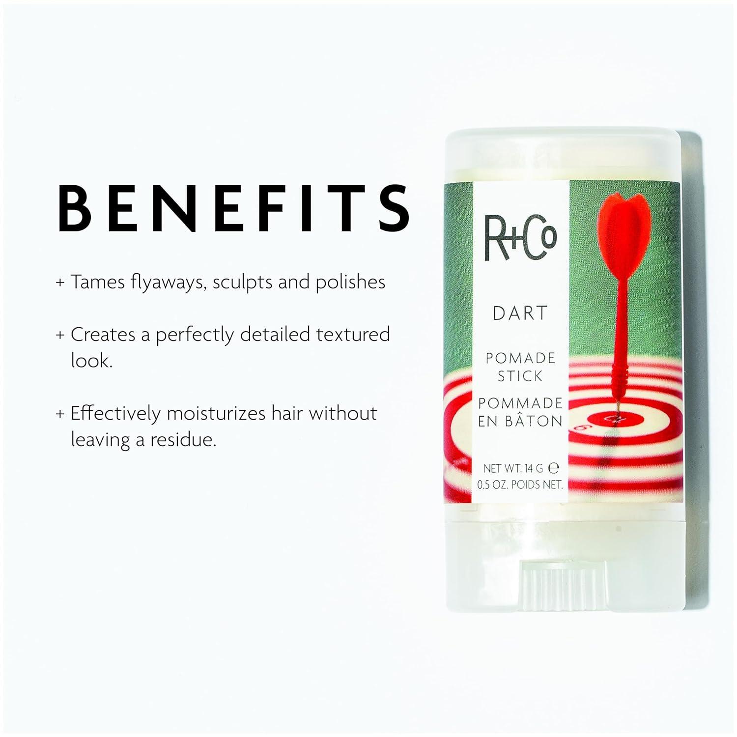 R+Co Dart Hair Wax Stick | Tame Flyaways, Sculpt & Polish | Long-Lasting Texture | Vegan + No Parabens | 0.5 Ounce (Pack of 1)(0.5 Ounce (Pack of 1))