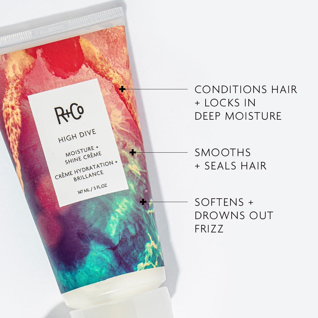R+Co HIGH DIVE Moisture + Shine Crème – Hydrating & Glossy Hair Cream, Adds Softness & Manageability, All Hair Types(5 Fl Oz (Pack of 1))