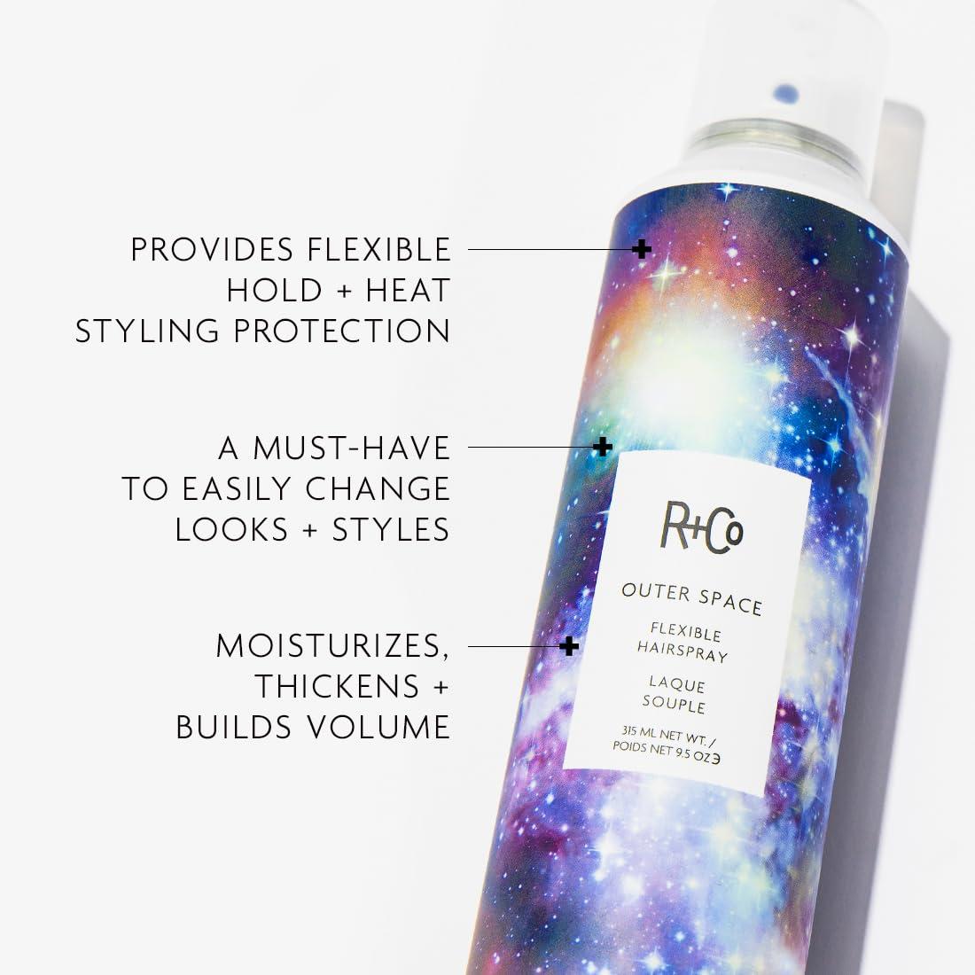 R+Co OUTER SPACE Flexible Hairspray – Light Hold & Long-Lasting Hair Spray, Adds Shine & Flexibility, All Hair Types(2.2 Fl Oz (Pack of 1))
