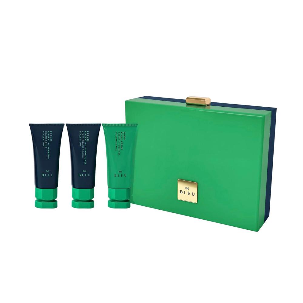 R+Co BLEU Repair + Moisture Trial Set | Limited Edition | Travel Size Shampoo, Conditioner & Repair Mask | Strengthens, Hydrates, and Revives Damaged or Color-Treated Hair