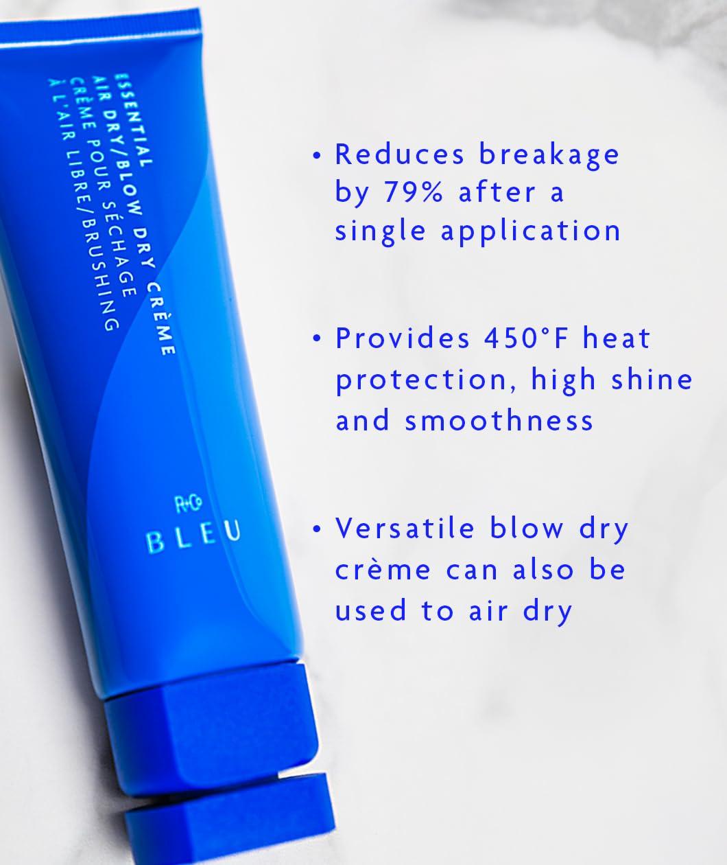 R+Co BLEU Essential Air Dry Blow Dry Crème – Lightweight Heat Protectant Styling Cream for Frizz Control, Hydration & Shine – Smooths & Detangles for All Hair Types – Paraben-Free – 4.2 oz