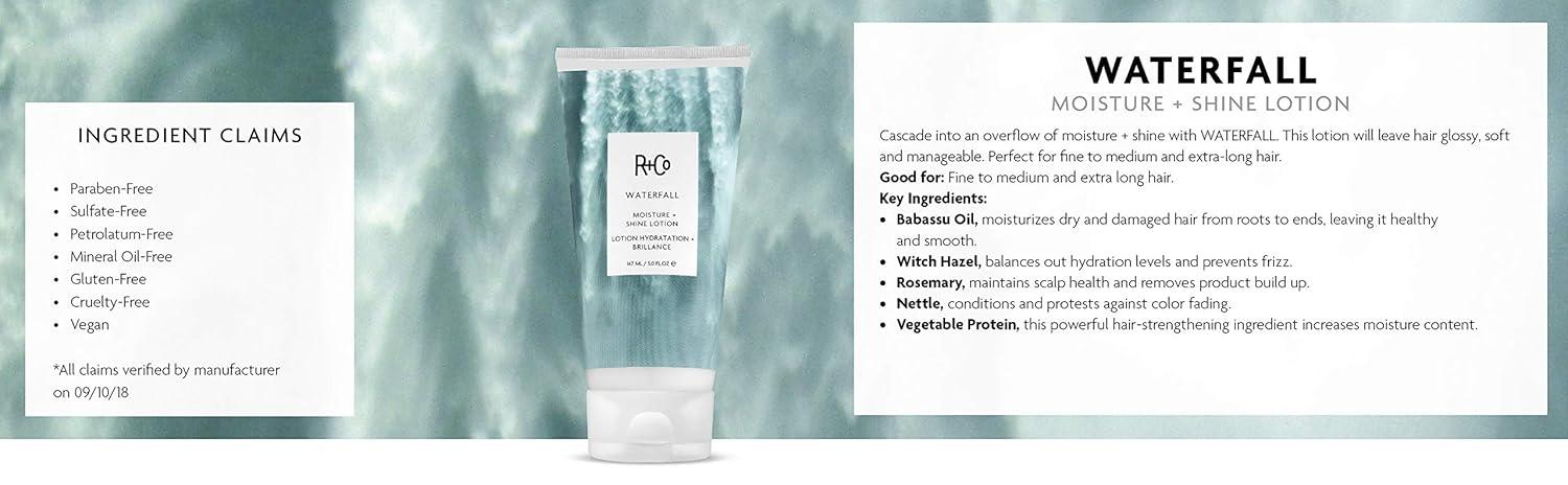 R+Co WATERFALL Moisture + Shine Lotion – Lightweight Hydration & Frizz Control, Softens & Adds Shine, All Hair Types(5 Fl Oz (Pack of 1))