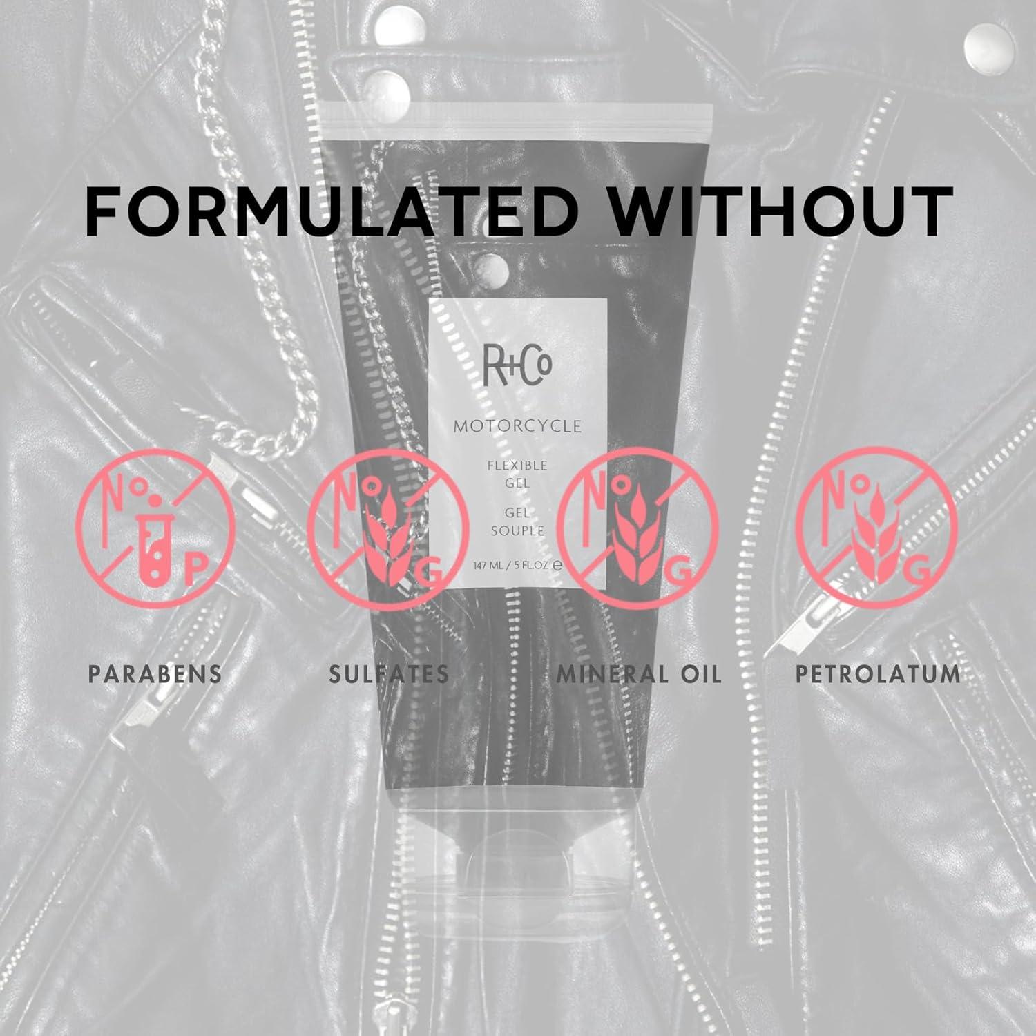 R+Co Motorcycle Flexible Gel – Hybrid Styling Gel with Flexible Hold & Wax-Like Shine – Heat Protectant, Volumizing Gel for Texture, Natural Finish & All Hair Types – Vegan & Sulfate-Free – 5 oz(5 Fl Oz (Pack of 2))
