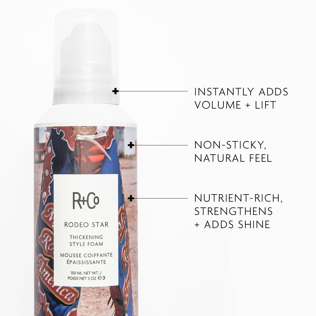 R+Co Rodeo Star Thickening Foam, Adds Dramatic Volume to Fine to Medium Hair