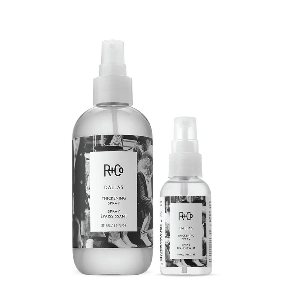 R+Co Dallas Hair Thickening Spray | Volumizing & Texturizing Spray for All Lengths | Adds Volume, Body & Shine | Perfect for Blowouts, Curling Irons & Roller Sets(5.1 Fl Oz (Pack of 2))