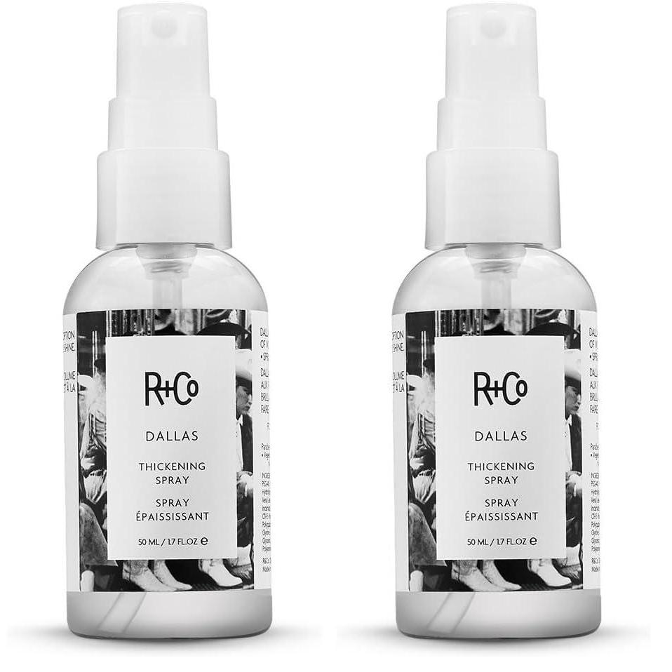 R+Co Dallas Hair Thickening Spray | Volumizing & Texturizing Spray for All Lengths | Adds Volume, Body & Shine | Perfect for Blowouts, Curling Irons & Roller Sets(1.7 Fl Oz (Pack of 2))