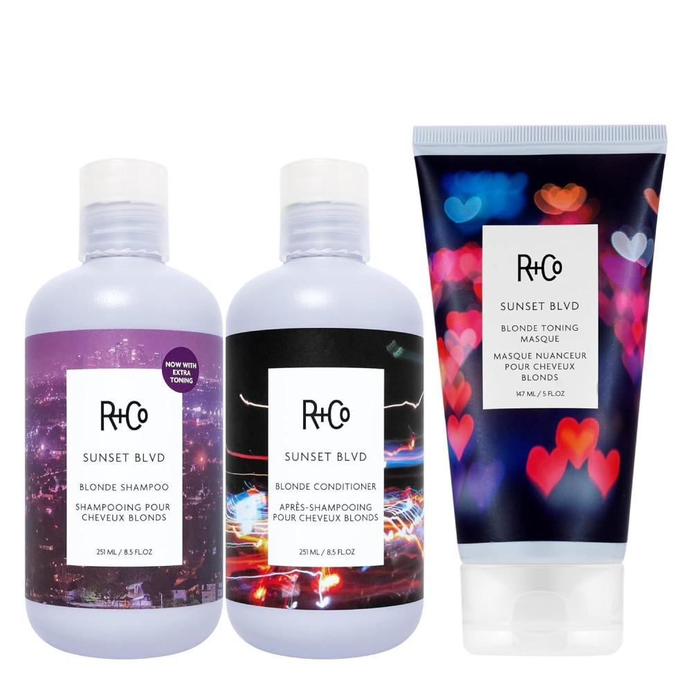 R+Co Sunset Blvd Daily Blonde Shampoo | Daily Brightening + Combats Brassiness + Hydrating | Vegan + Cruelty-Free | 8.5 Fl Oz(Masque Bundle)