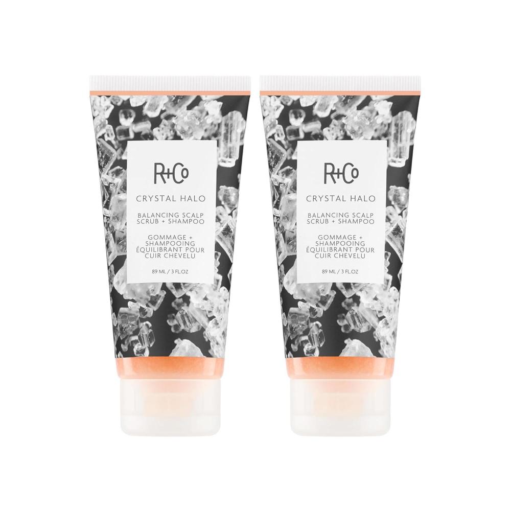 R+Co Crystal Halo Balancing Scalp Scrub + Shampoo | Purifies + Cleanses + Balances | Vegan + Cruelty-Free | 3 Oz(3 Fl Oz (Pack of 2))
