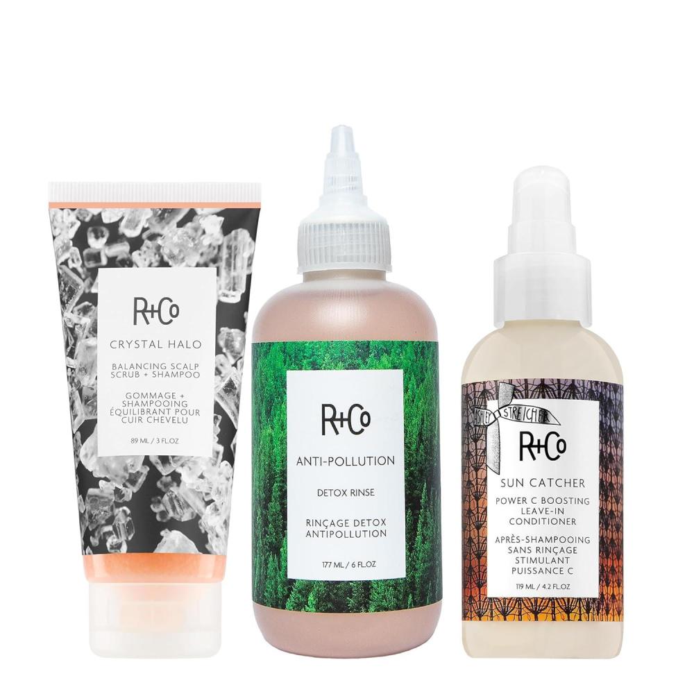 R+Co Crystal Halo Balancing Scalp Scrub + Shampoo | Purifies + Cleanses + Balances | Vegan + Cruelty-Free | 3 Oz(4.4 Fl Oz (Pack of 3))