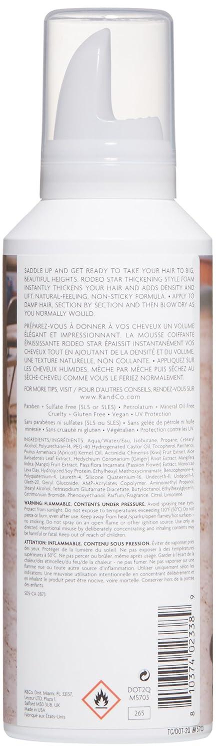 R+Co RODEO STAR Thickening Style Foam – Volumizing & Texturizing Hair Foam, Adds Body & Hold, All Hair Types(5 Fl Oz (Pack of 1))