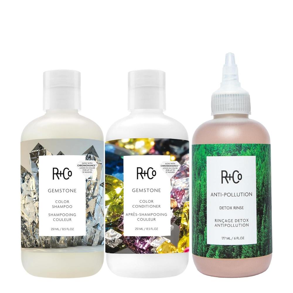 R+Co Gemstone Color Shampoo | Frizz Control, Repairs + Preserves Hair Color | Vegan + Cruelty-Free | 8.5 Oz(Color Protection  Hydration & Detox Bundle)