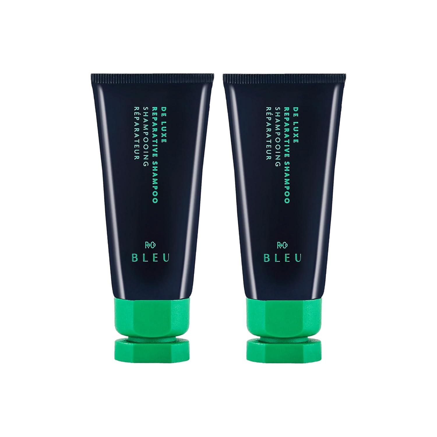 R+Co BLEU De Luxe Reparative Shampoo Mini | Hydrates + Strengthens + Adds Shine | Vegan, Sustainable + Cruelty-Free | 1 Oz(1 Ounce (Pack of 2))