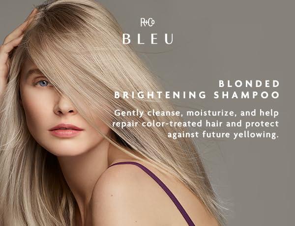 R+Co BLEU Blonded Brightening Shampoo – Neutralizes Yellow Tones, Deposits Pigments Evenly, Moisturizes, Repairs Color-Treated Hair, Antioxidant-Rich Formula, 8.5 oz