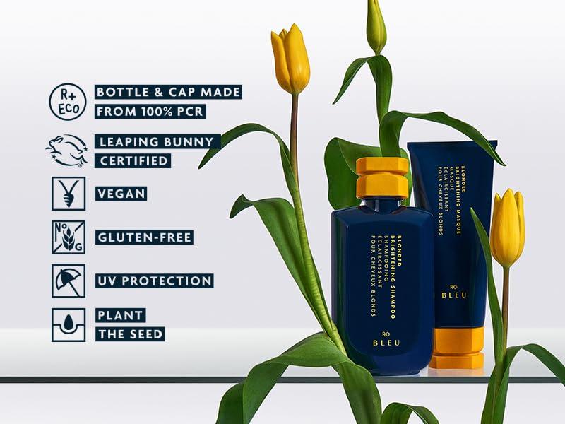 R+Co BLEU Blonded Brightening Shampoo – Neutralizes Yellow Tones, Deposits Pigments Evenly, Moisturizes, Repairs Color-Treated Hair, Antioxidant-Rich Formula, 8.5 oz