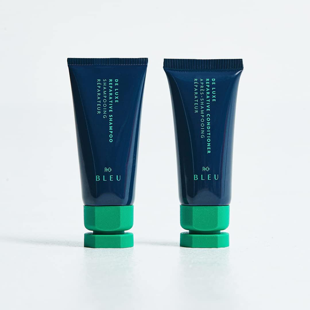 R+Co BLEU De Luxe Reparative Shampoo Mini | Hydrates + Strengthens + Adds Shine | Vegan, Sustainable + Cruelty-Free | 1 Oz(1.2 Ounce (Pack of 1))