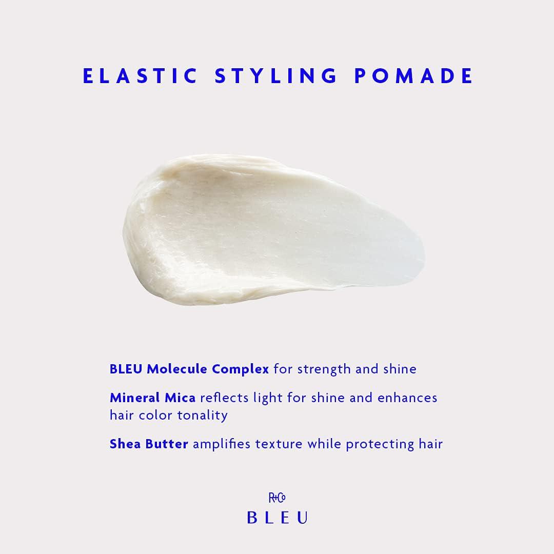 R+Co BLEU Elastic Styling Pomade – Adds Piecey Texture, Structure, and Separation, Pliable Light Hold for Short and Long Hair, Re-invent Your Style, 1.7 oz