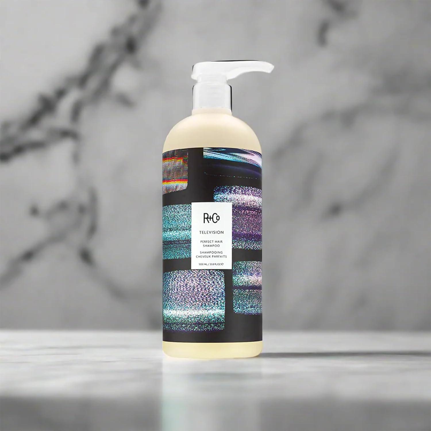 R+Co TELEVISION Perfect Hair Shampoo – Retail Liter Hydrating & Smoothing Hair Cleanser, Adds Shine & Softness, All Hair Types(33.8 Fl Oz (Pack of 1))