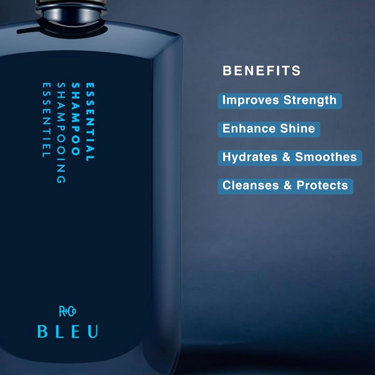 R+Co BLEU Essential Shampoo Liter – Gentle Daily Cleanser for All Hair Types – Hydrates, Smooths, Strengthens & Adds Body, Bounce & Shine – Sulfate-Free, Vegan & Cruelty-Free – 33.8 oz