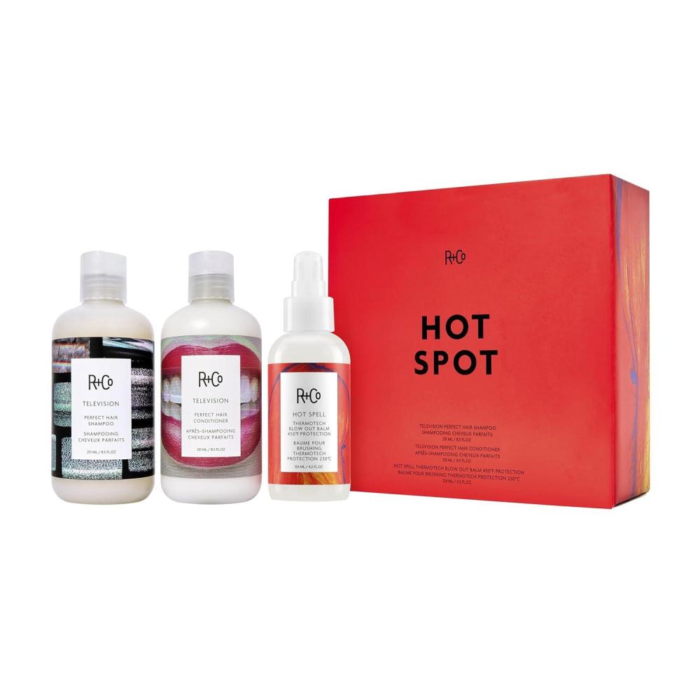 R+Co Hot Spot Care Kit | TELEVISION Perfect Hair Shampoo | Hot Spell Thermo Tech Blow Out Balm