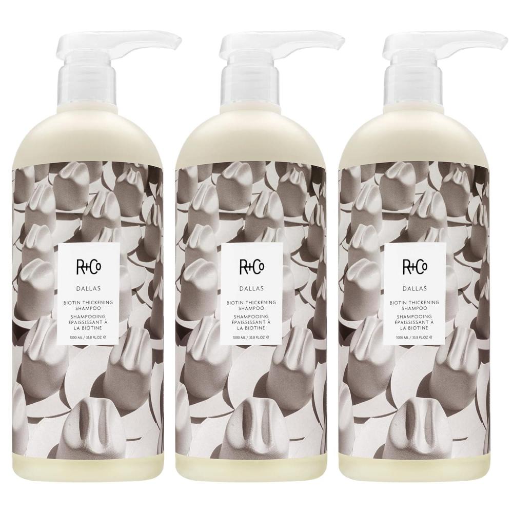 R+Co DALLAS Biotin Thickening Shampoo – Retail Liter Volumizing & Strengthening Shampoo for Fuller, Stronger Hair, All Hair Types(33.8 Fl Oz (Pack of 3))